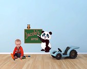 Panda bear with black board