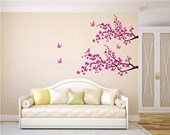 Blossom Branches and birds, Silhouette and Shadow, Doves