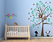 Tree, Branches, Birds, Butterflies, Owls, Cats